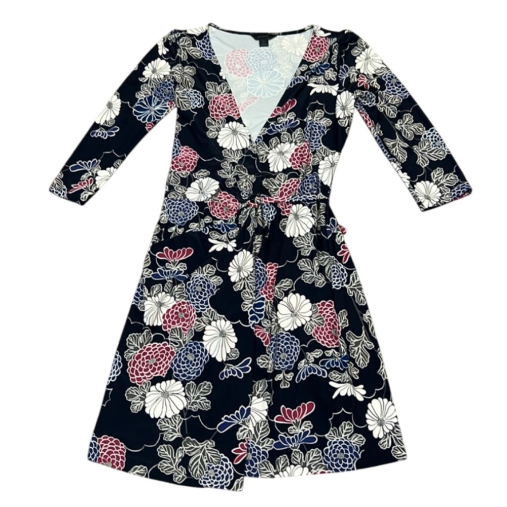 Express Floral Print Wrap Dress V-Neck, Size XS, Elegant, Vintage 2006